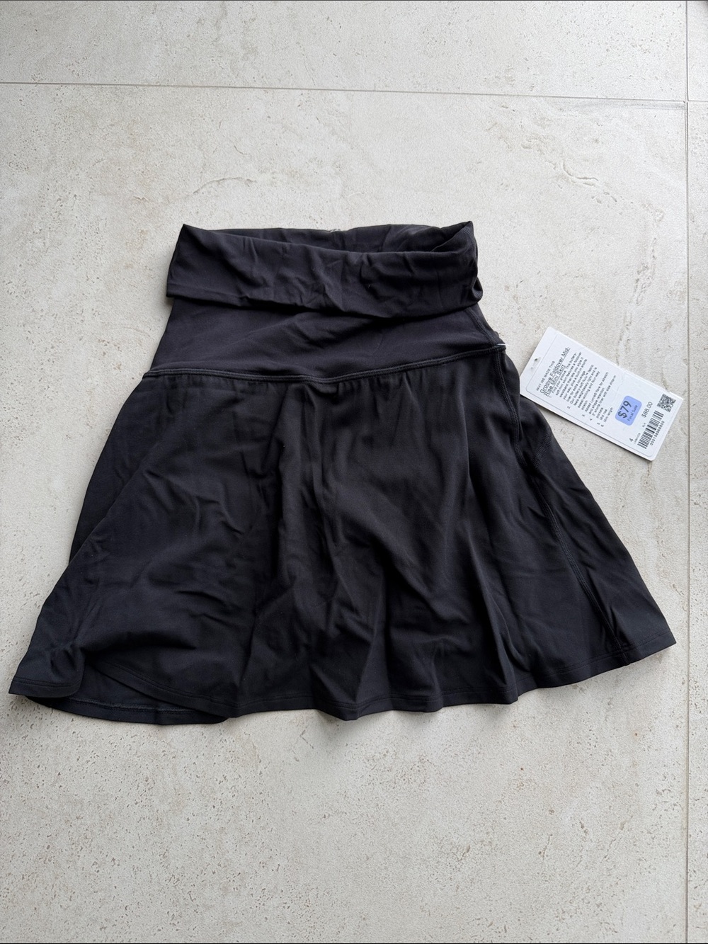 Women’s Black Skirt with Fold-Over Waist and shorts